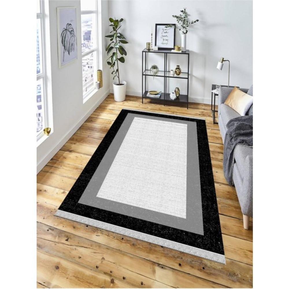 Dekoratif Kaymaz Taban Yıkanabilir Modern Halı DELÜX-2031 - 60 x 100 cm - Gri Salon Halısı Fiyatı