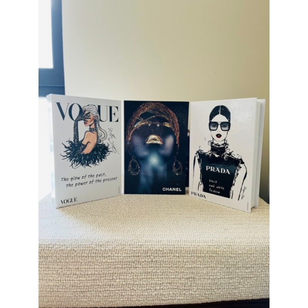 Dekoratif Kitap Kutu Seti, 3lü Kitap Kutu Seti, Vogue & Chanel & Prada Dekoratif Kitap Kutusu - Siyah Eşya Saklama Kutusu Fiyatı