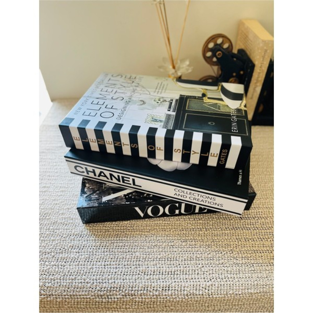 Dekoratif Kitap Kutusu Set, Element & Chanel & Vogue 3lü Dekoratif Kutu Seti, Kitap Kutusu Seti - Siyah Eşya Saklama Kutusu Fiyatı