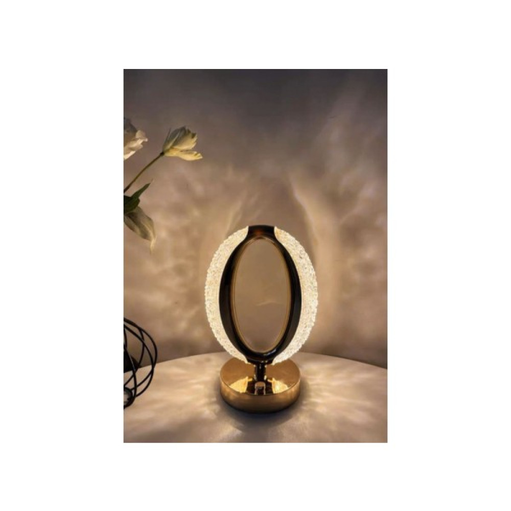 Dekoratif Kristal Şarjlı Oval Masa Lambası, Gold LED Abajur, Dokunmatik 3 Renk Modu Abajur Fiyatı