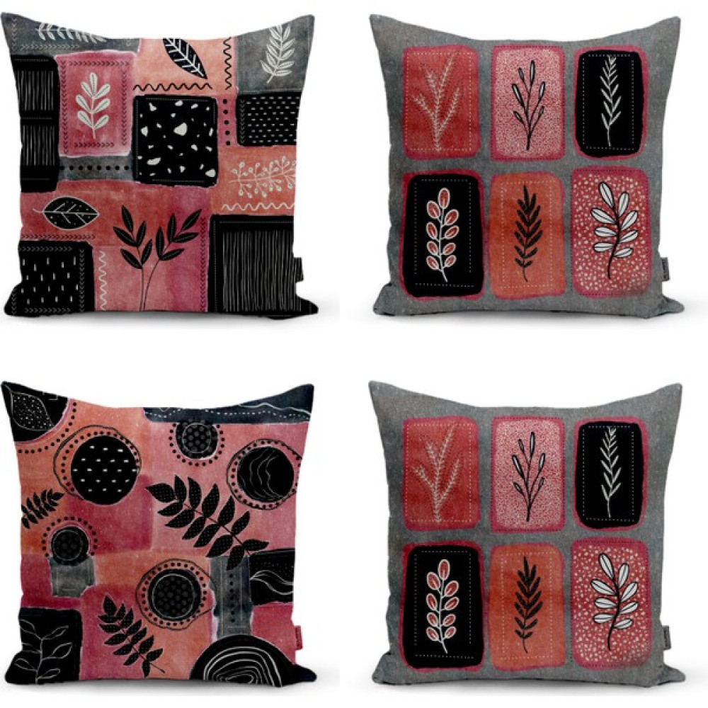 Dekoratif Özel Tasarım 4 Lü Kombin Set Kırlent Kılıfı - 43 x 43 cm - Renkli Kırlent / Mobilya Yastığı Fiyatı