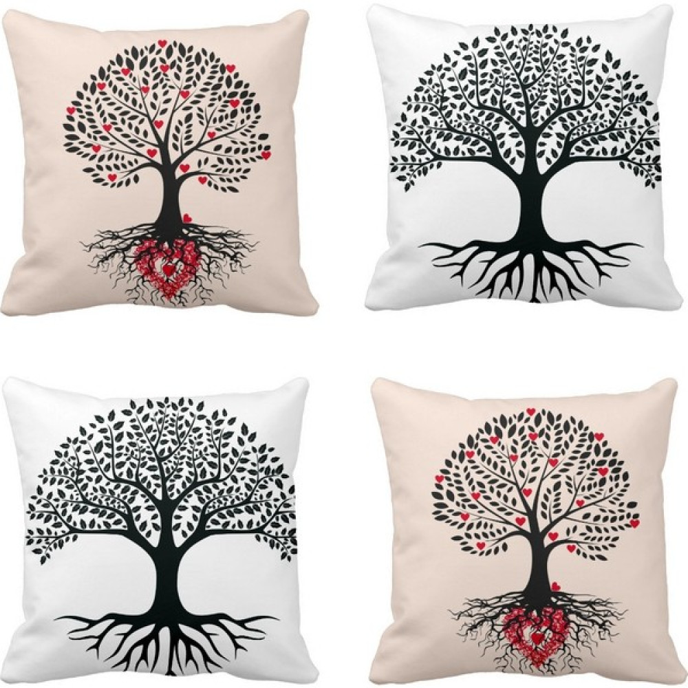 Dekoratif Özel Tasarım Hayat Ağacı 4 Lü Kombin Set Kırlent Kılıfı - 43 x 43 cm - Renkli Kırlent / Mobilya Yastığı Fiyatı