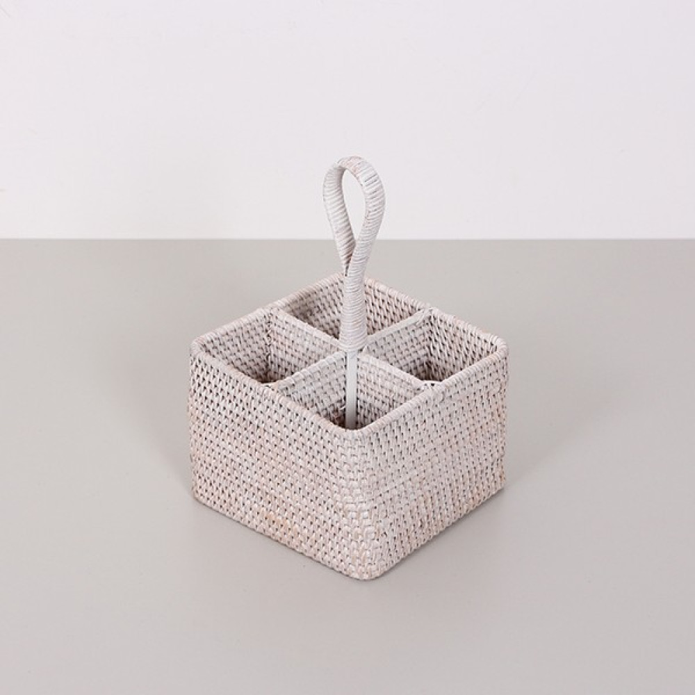 Dekoratif Rattan Hasır Kaşıklık , Mutfak Banyo Tezgah Üstü Kaşıklık Kare Bambu Saklama, 17x17x12cm Pratik Mutfak Gereçleri Fiyatı
