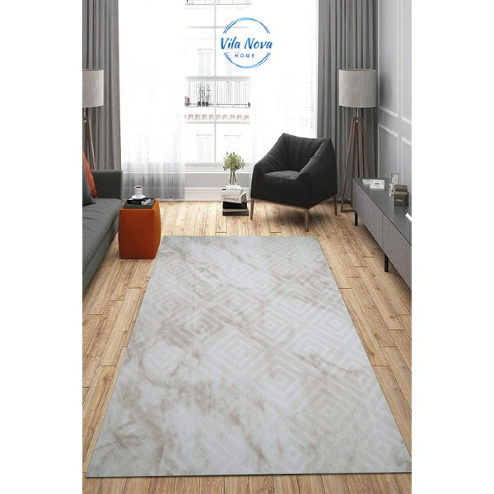 Dekoratif Yıkanabilir Kaymaz Jel Taban Yıkanabilir Kesme Yolluk Salon Banyo Koridor Mutfak Halısı - 40 x 40 cm - Krem Salon Halısı Fiyatı