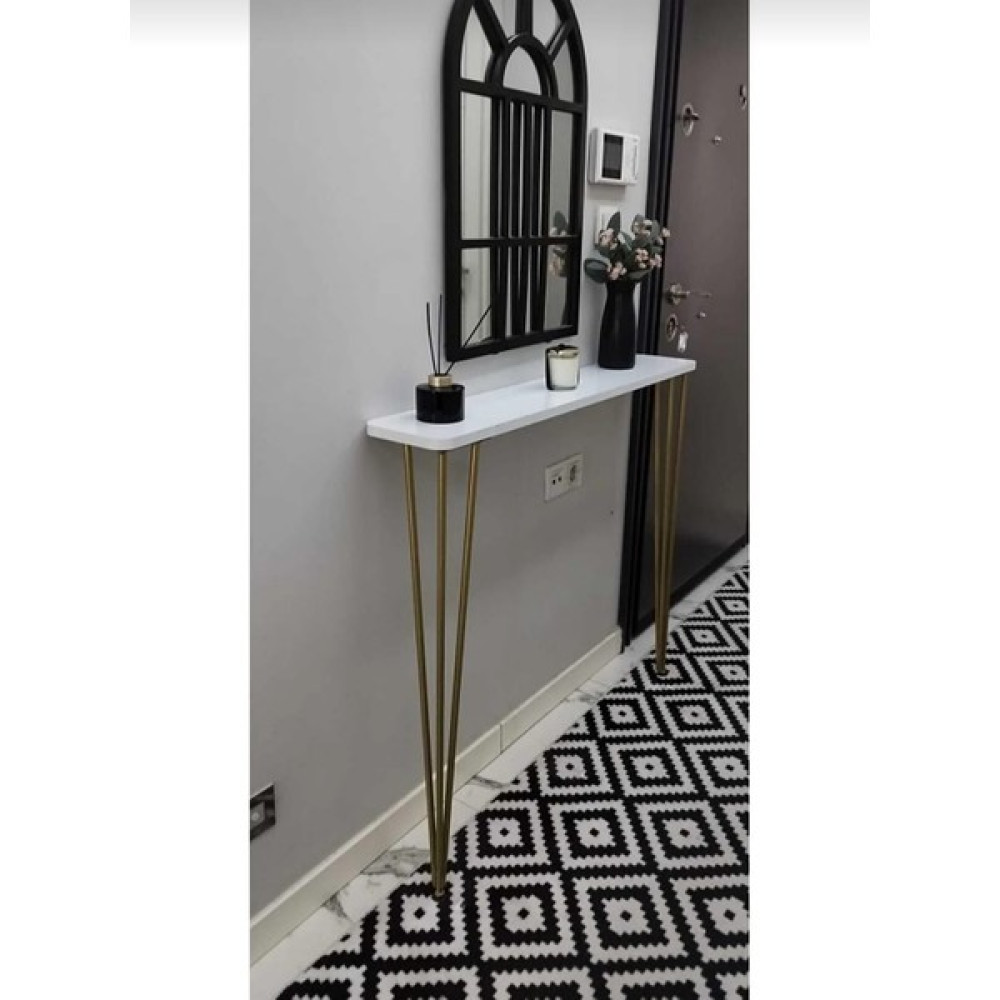 Dekore Dresuar Beyaz 100 cm ,goldmetal Ayaklı Dresuar / Makyaj Masası Fiyatı