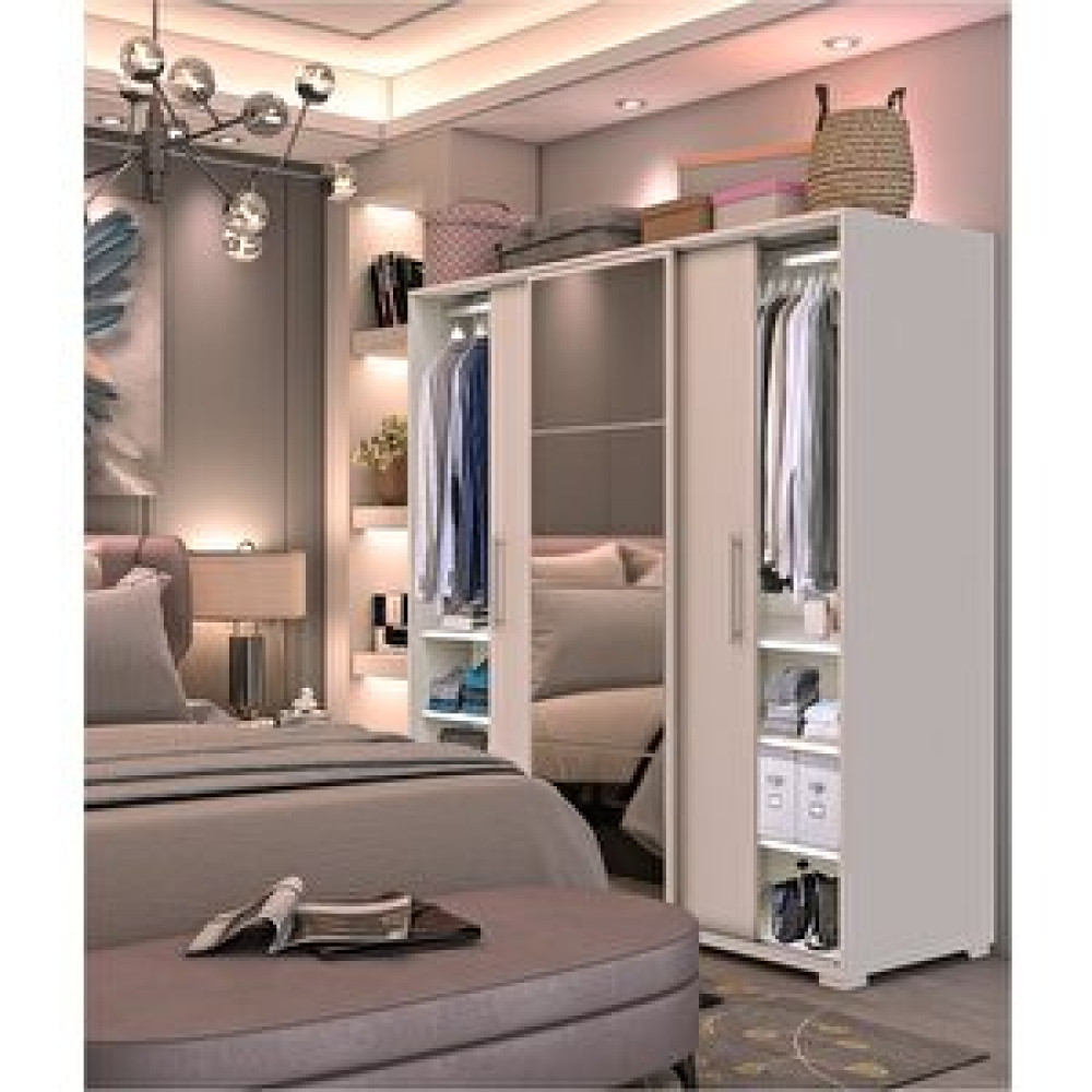 Dekorex Beyaz 3 Sürgü Kapaklı Aynalı Gardırop Srg208 Gardrop & Dolap Fiyatı