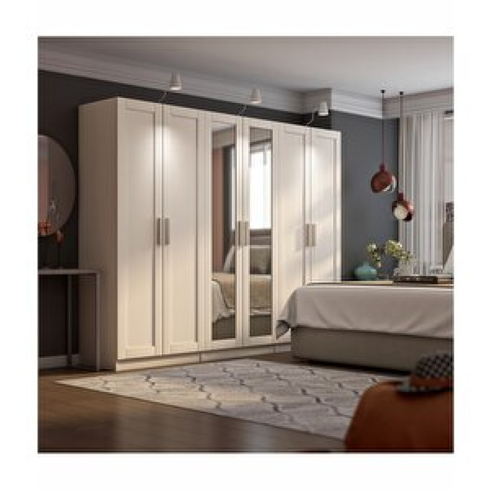 Dekorex Beyaz 6 Kapaklı Aynalı Gardırop Mnt612 Gardrop & Dolap Fiyatı