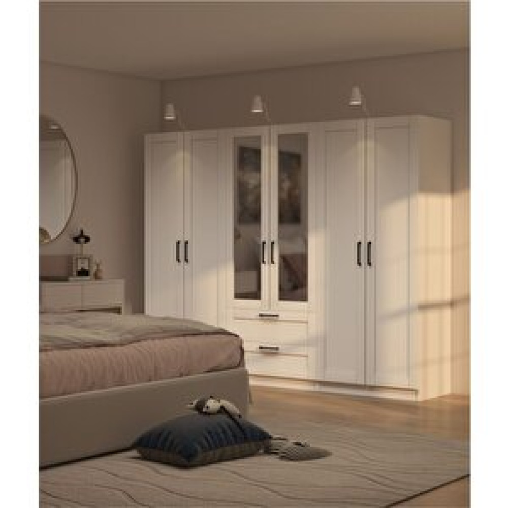 Dekorex Beyaz Kapaklı 2 Çekmeceli Aynalı Gardırop Mnt616 Gardrop & Dolap Fiyatı