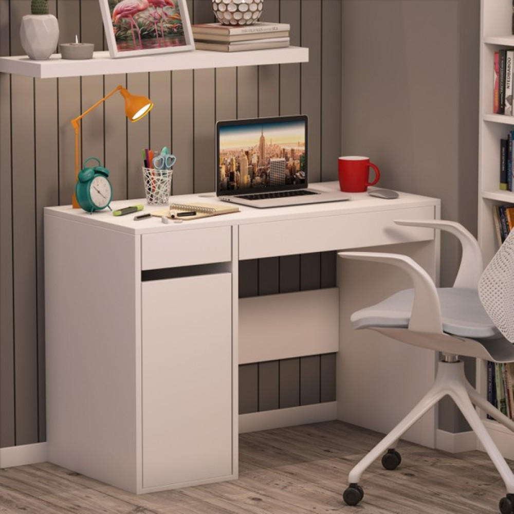 Dekorex CLM-107-BEYAZ-KAPAKLI Çalışma Masası - Y: 75 cm D: 50 cm G: 105 cm - Beyaz Çalışma Masası Fiyatı