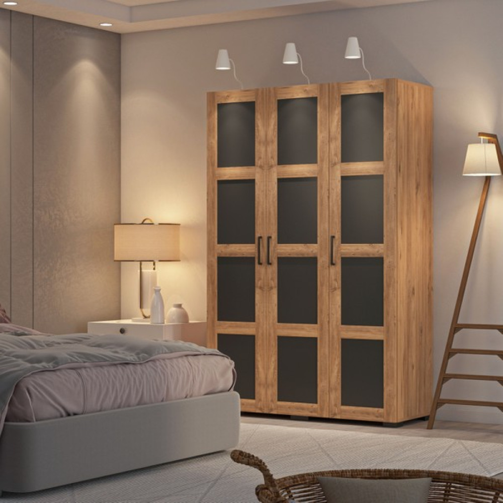 Dekorex MNT-301-CEVİZ Üç Kapaklı Gardırop Gardrop & Dolap Fiyatı