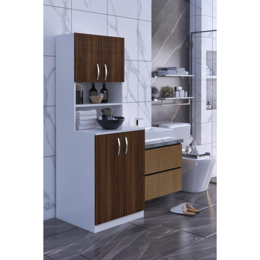 Dekorfim Arya Çamaşır Makine Dolabı Banyo Dolabı - Ceviz Banyo Dolabı / Mobilyası Fiyatı