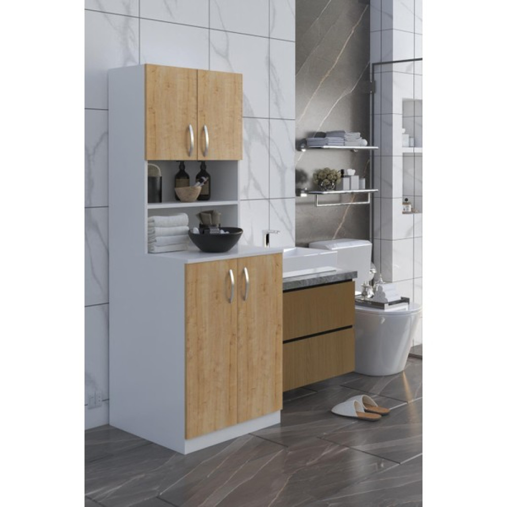 Dekorfim Arya Çamaşır Makine Dolabı Banyo Dolabı - Meşe Banyo Dolabı / Mobilyası Fiyatı
