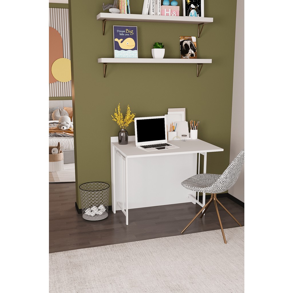 Dekorfim DF09101B Katlanır Portatif Çalışma Masası - Y: 72 cm D: 60 cm G: 90 cm - Beyaz Çalışma Masası Fiyatı