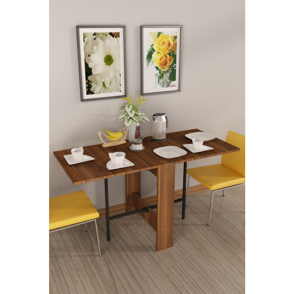 DEKORFİM Flamingo Pratik Katlanır Koyu Ceviz Masa 60 x 130 Beden Yemek & Mutfak Masası Fiyatı