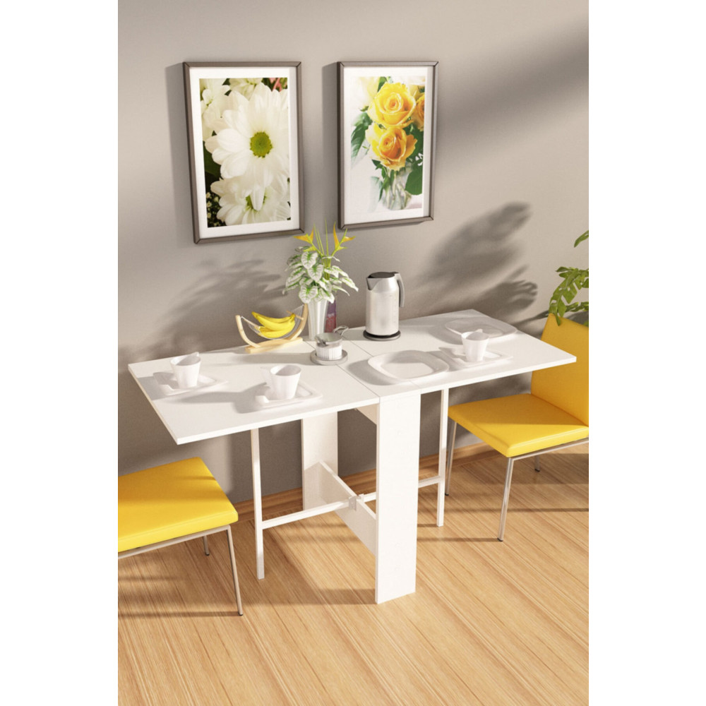 DEKORFİM Pratik Katlanır Flamingo Beyaz Masa 60 x 130 Beden Yemek & Mutfak Masası Fiyatı