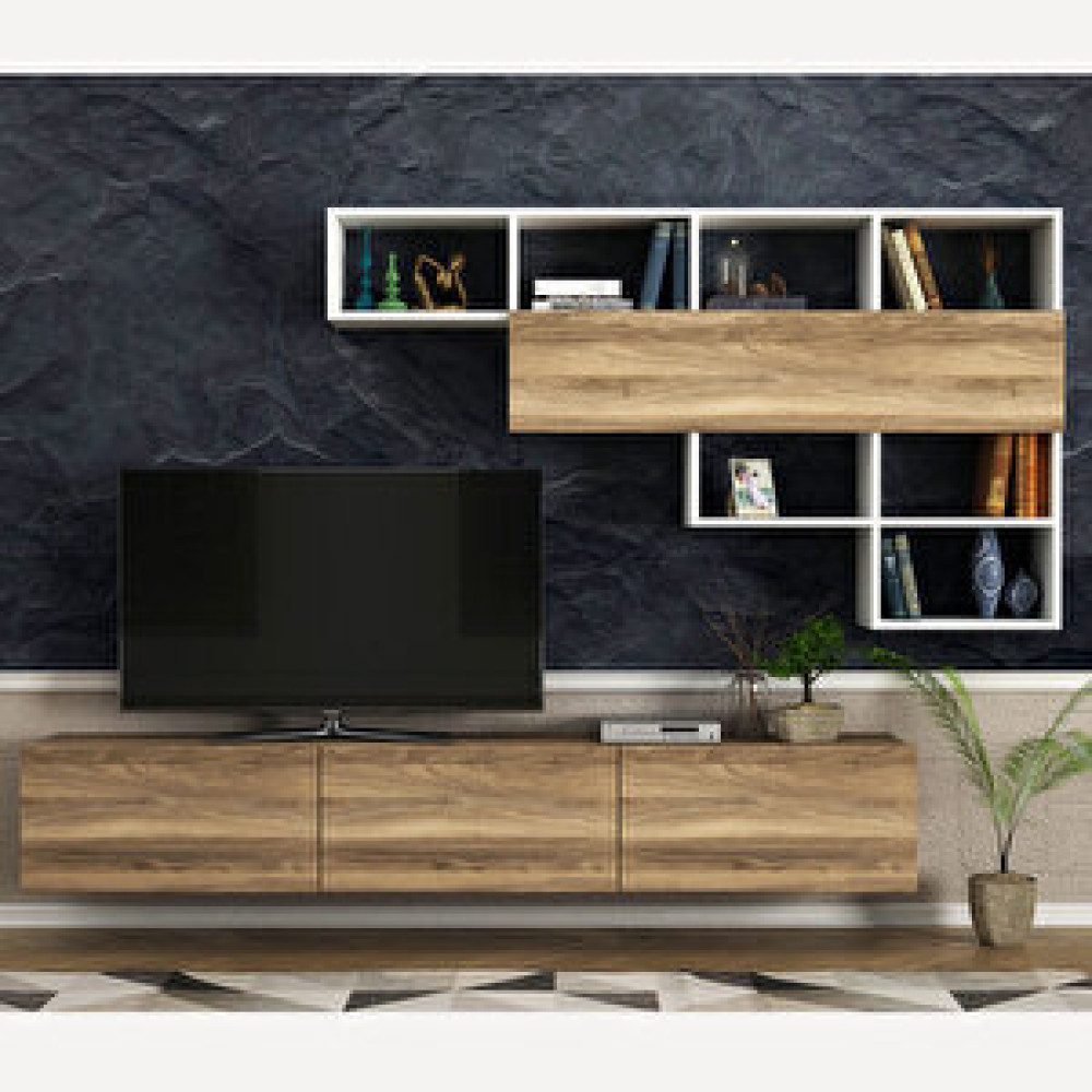 Dekorister Exclusive Damla Tv Ünitesi Beyaz Ceviz Tv Ünitesi / Sehpası Fiyatı