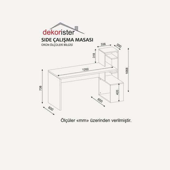 Dekorister Side Beyaz-Ceviz Çalışma Masası