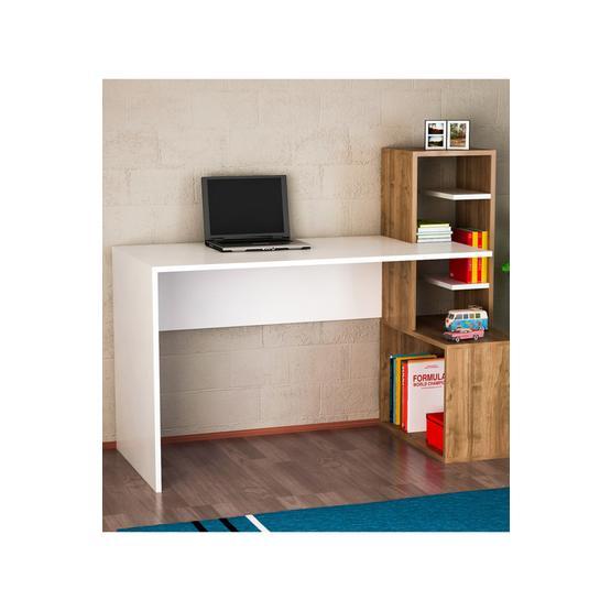 Dekorister Side Beyaz-Ceviz Çalışma Masası