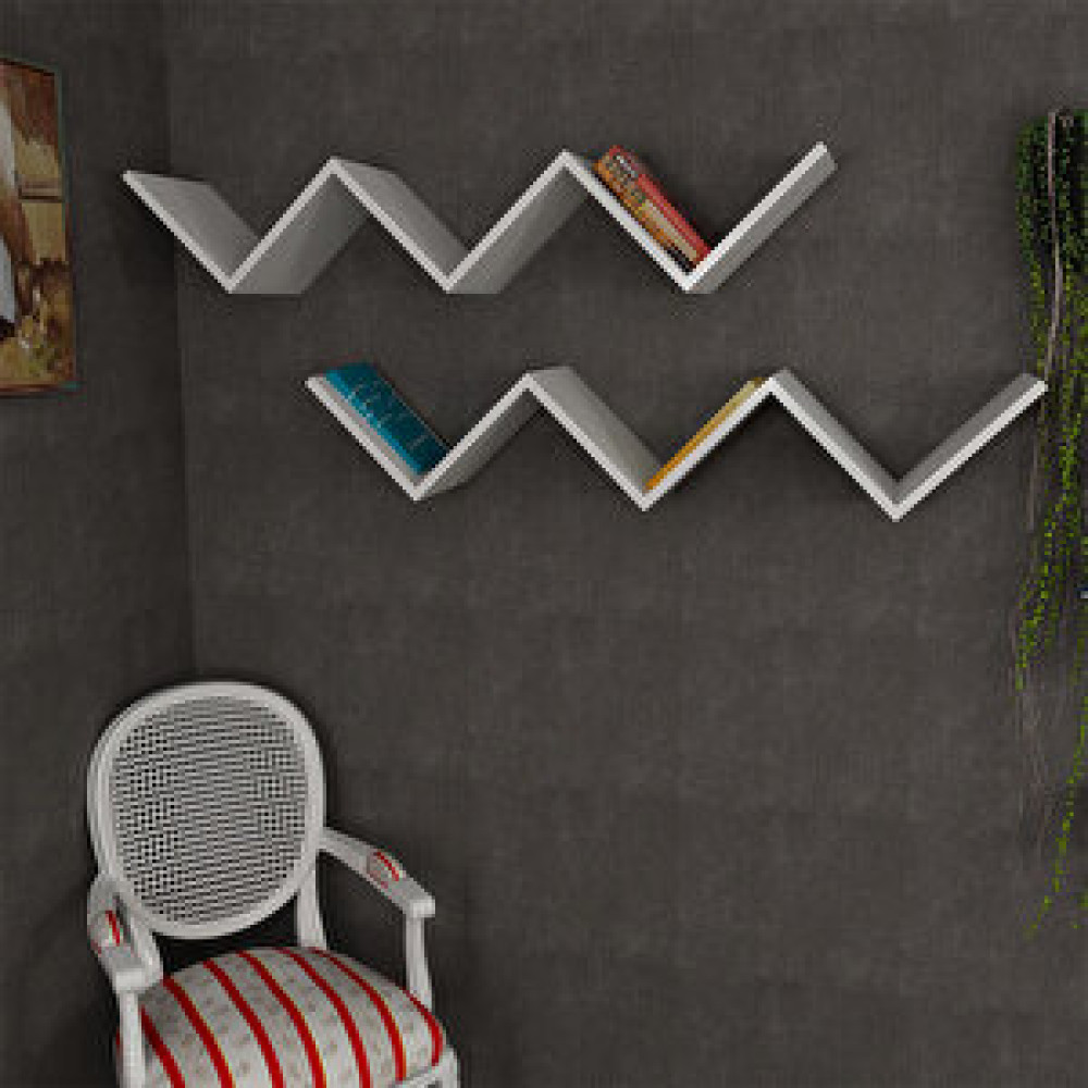 Dekorister Zig Zag Duvar Rafı Beyaz Duvar Rafı Fiyatı