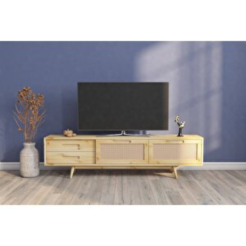 Dekoriz Home Golden Hazeranlı Masif Ahşap Tv Ünitesi Natürel Tv Ünitesi / Sehpası Fiyatı