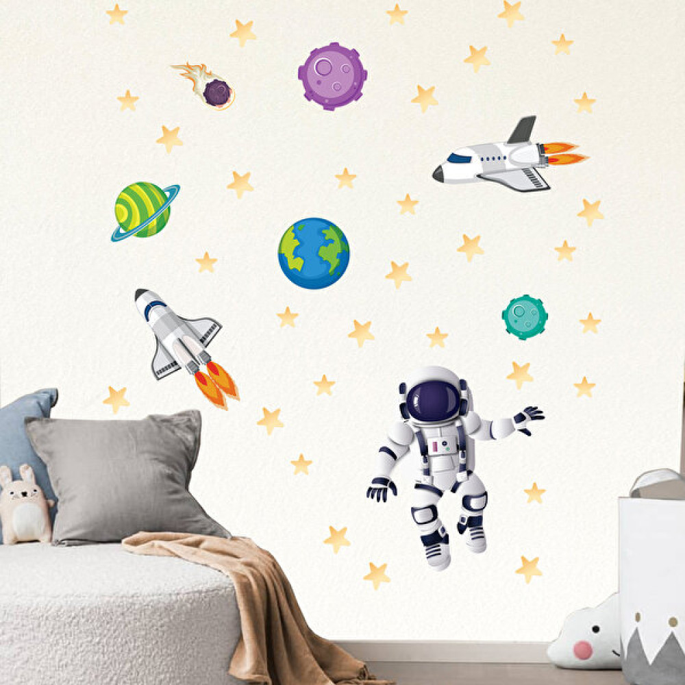 DekorLoft Dekor Loft Astronot ve Uzay Mekiği Çocuk Odası Duvar Sticker Bebek Odası Duvar Süsü Fiyatı