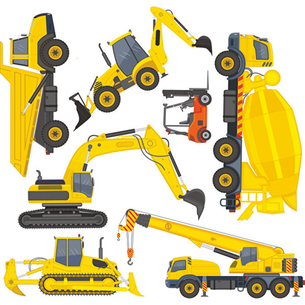 DekorLoft Dekor Loft Buldozer, Vinç, Beton Arabası, Kamyon, Dozer, Forklift  Çocuk Odası Duvar ve Dolap Sticker Bebek Odası Duvar Süsü Fiyatı