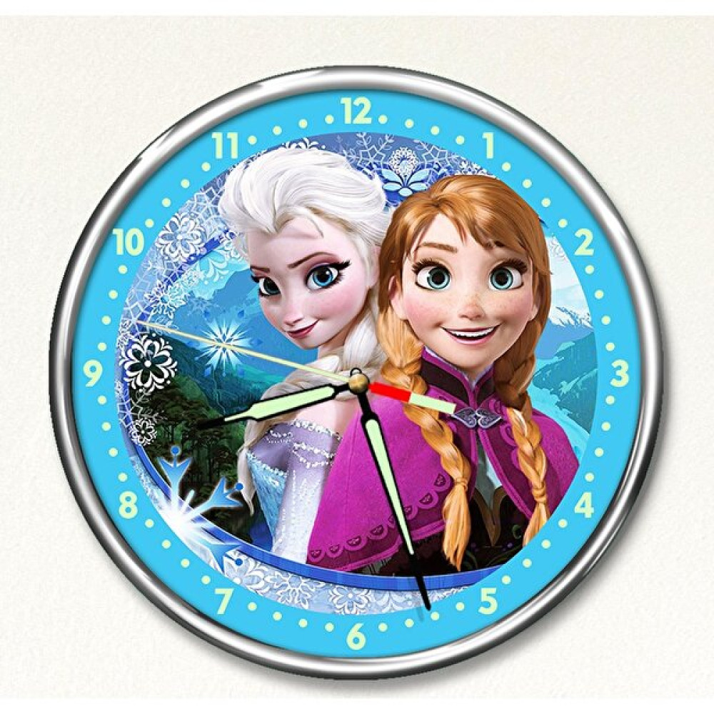DekorLoft Dekor Loft Premium Gece Parlayan Elsa ve Anna Frozen  Çocuk Odası Duvar Saati PFS-1838 Dekoratif Saat Fiyatı