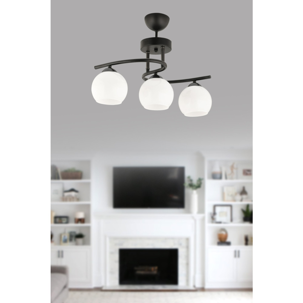 Dekorluna Neva 3lü Siyah Beyaz Camlı Avize Salon Mutfak Oda Hol Avize Avize Fiyatı