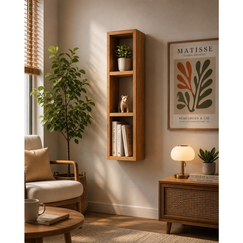 Dekormer Design Kitaplık Duvar Rafı Yatay-Dikey Tek Atlantik Çam Kitaplık Fiyatı