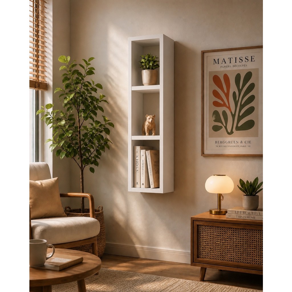 Dekormer Design Kitaplık Duvar Rafı Yatay-Dikey Tek Beyaz Kitaplık Fiyatı