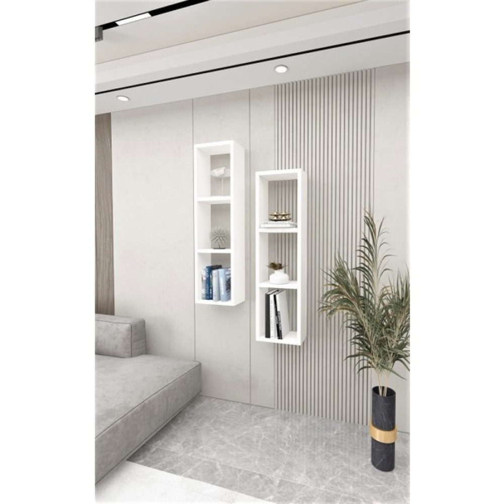 Dekormer Design Kitaplık Ikili Çapraz Duvar Rafı Takım - Beyaz Kitaplık Fiyatı