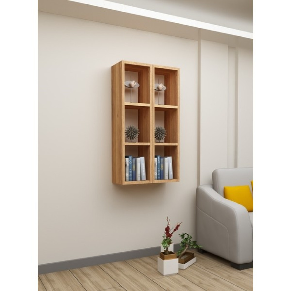 Dekormer Design Kitaplık Kahve Renk Duvar Rafı Ikili Takım - Atlantik Çam Kitaplık Fiyatı