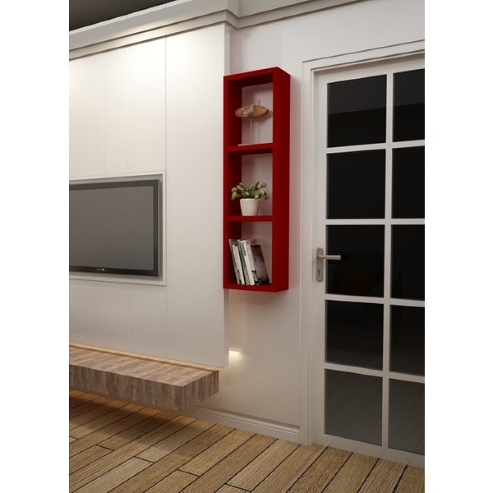 Dekormer Design Kitaplık Kırmızı Tek Duvar Rafı Kitaplık Fiyatı