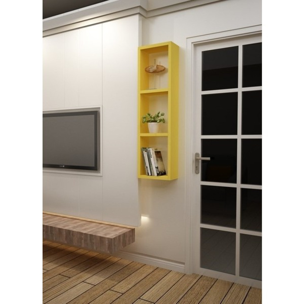 Dekormer Design Kitaplık Sarı Tek Duvar Rafı Kitaplık Fiyatı