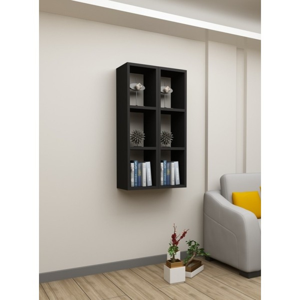 Dekormer Design Kitaplık Siyah Renk Duvar Rafı Ikili Takım Kitaplık Fiyatı