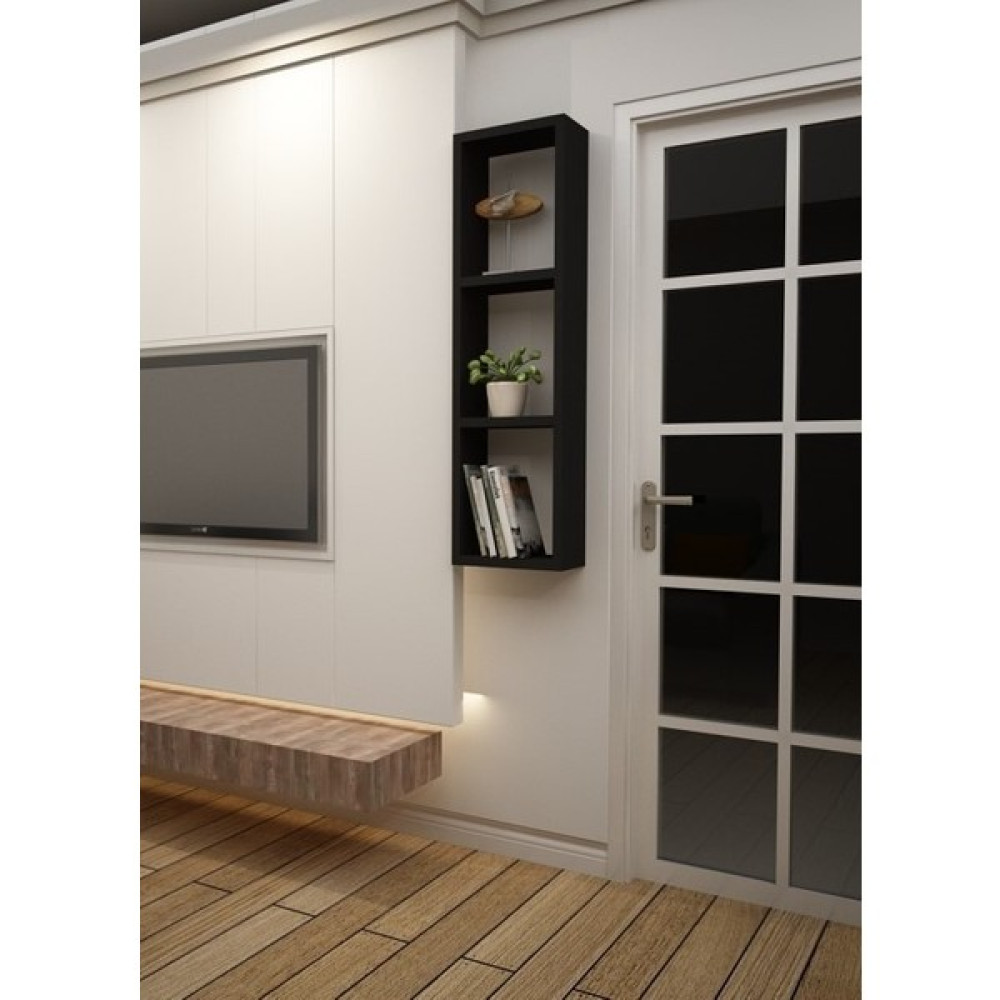 Dekormer Design Kitaplık Siyah Tek Duvar Rafı Kitaplık Fiyatı