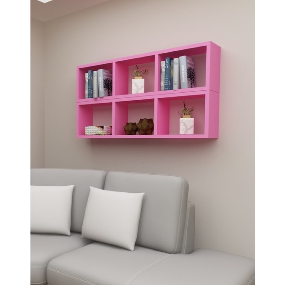 Dekormer Design Kitaplık Yan Duvar Rafı Ikili Takım - Pembe Kitaplık Fiyatı