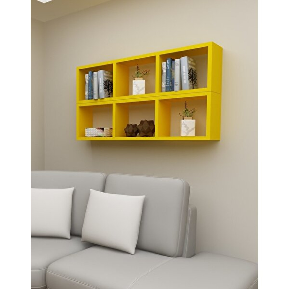 Dekormer Design Kitaplık Yan Duvar Rafı Ikili Takım - Sarı Kitaplık Fiyatı