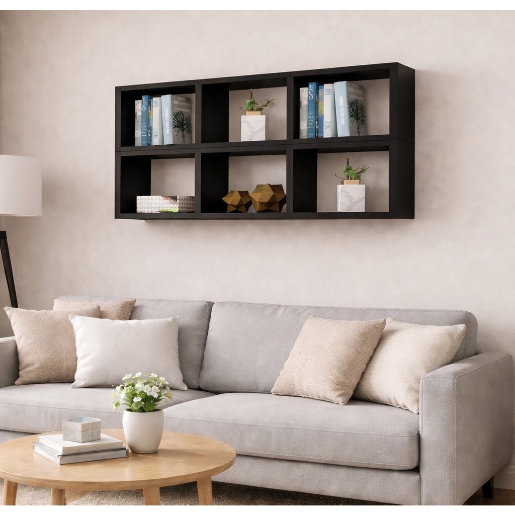 Dekormer Design Kitaplık Yatay Lux Duvar Rafı Mobilya Takım Siyah Kitaplık Fiyatı