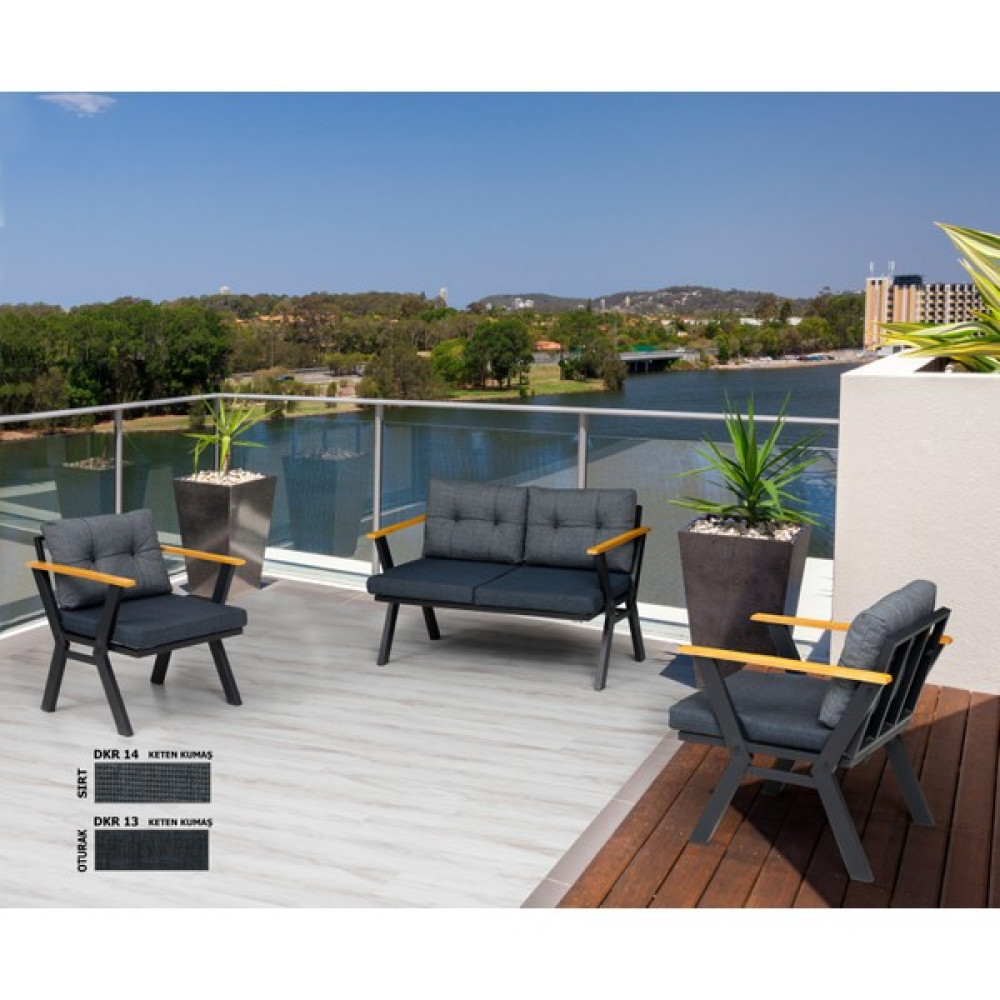 Dekoroom's 2+1+1 Wakko Bahçe Takımı, Balkon, Bahçe, Cafe Mobilyası, Süngerli Metal Çay Seti - Lacivert Bahçe Mobilyası Takımı Fiyatı