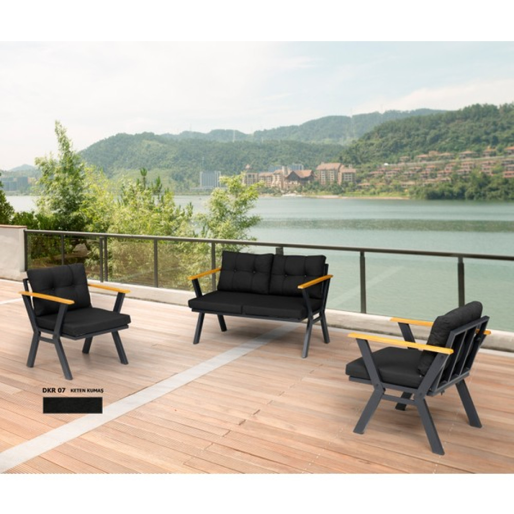 Dekoroom's 2+1+1 Wakko Bahçe Takımı, Balkon, Bahçe, Cafe Mobilyası, Süngerli Metal Çay Seti - Siyah Bahçe Mobilyası Takımı Fiyatı