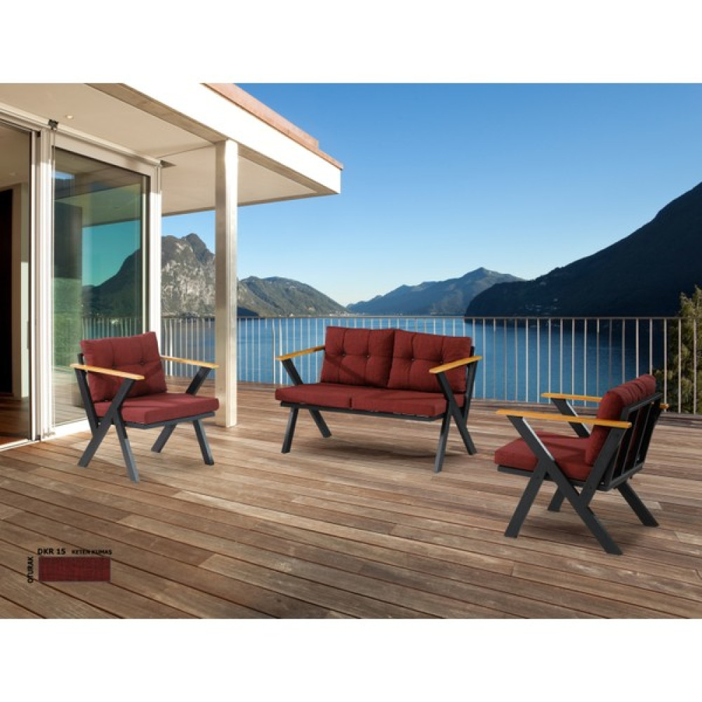 Dekoroom's 2+1+1 Zeta Bahçe Takımı, Balkon, Bahçe, Cafe Mobilyası, Süngerli Metal Çay Seti - Bordo Bahçe Mobilyası Takımı Fiyatı