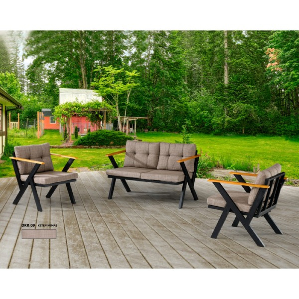 Dekoroom's 2+1+1 Zeta Bahçe Takımı, Balkon, Bahçe, Cafe Mobilyası, Süngerli Metal Çay Seti - Cappuccino Bahçe Mobilyası Takımı Fiyatı