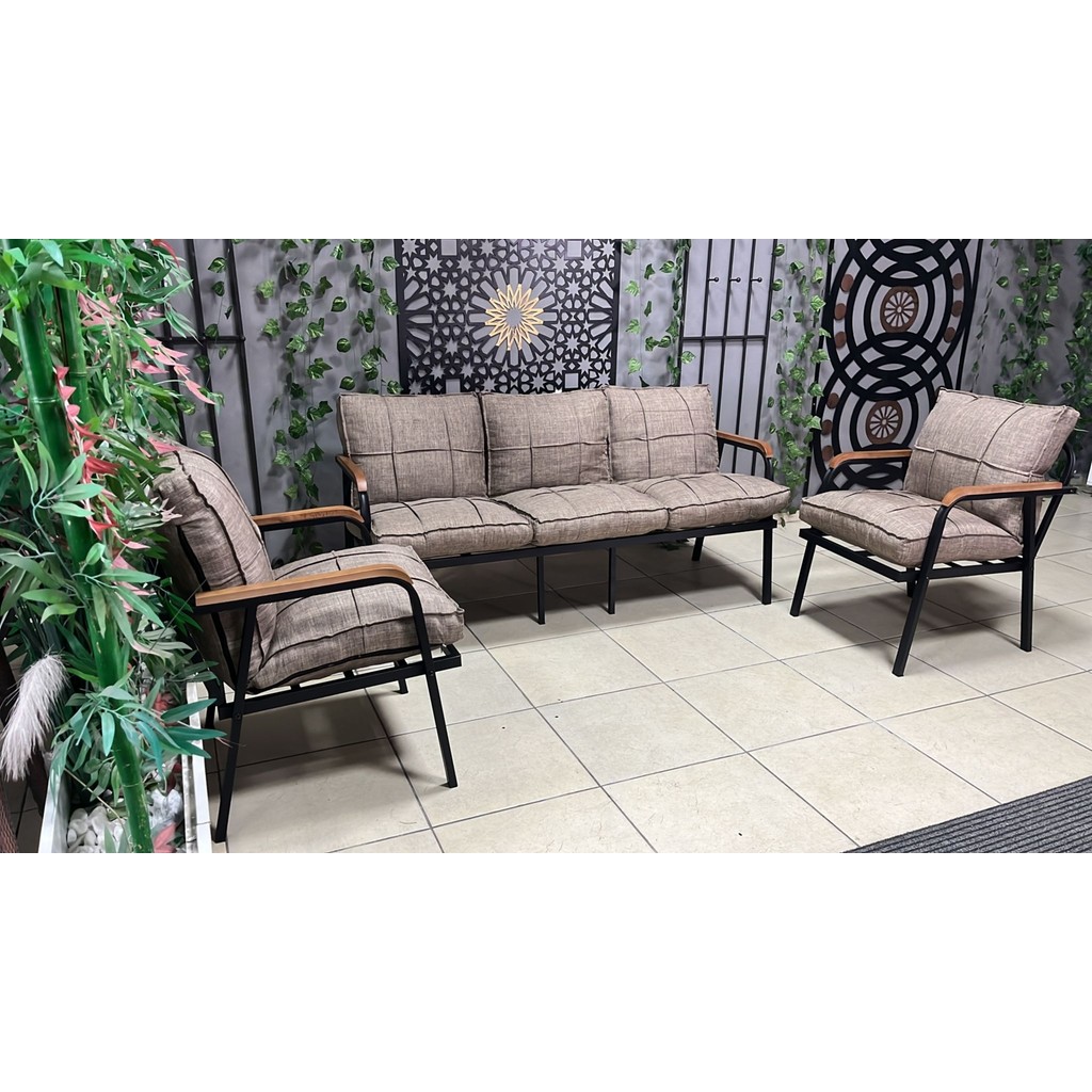 Dekoroom's 3+1+1 Zen Bahçe Takımı, Balkon, Bahçe, Cafe Mobilyası, Süngerli Metal Çay Seti - Bej - Krem Bahçe Mobilyası Takımı Fiyatı