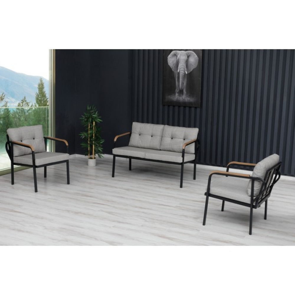 Dekorooss Dekoroom's 2+1+1 Zen Bahçe Takımı, Balkon, Bahçe, Cafe Mobilyası, Süngerli Metal Çay Seti - Açık Gri Bahçe Mobilyası Takımı Fiyatı