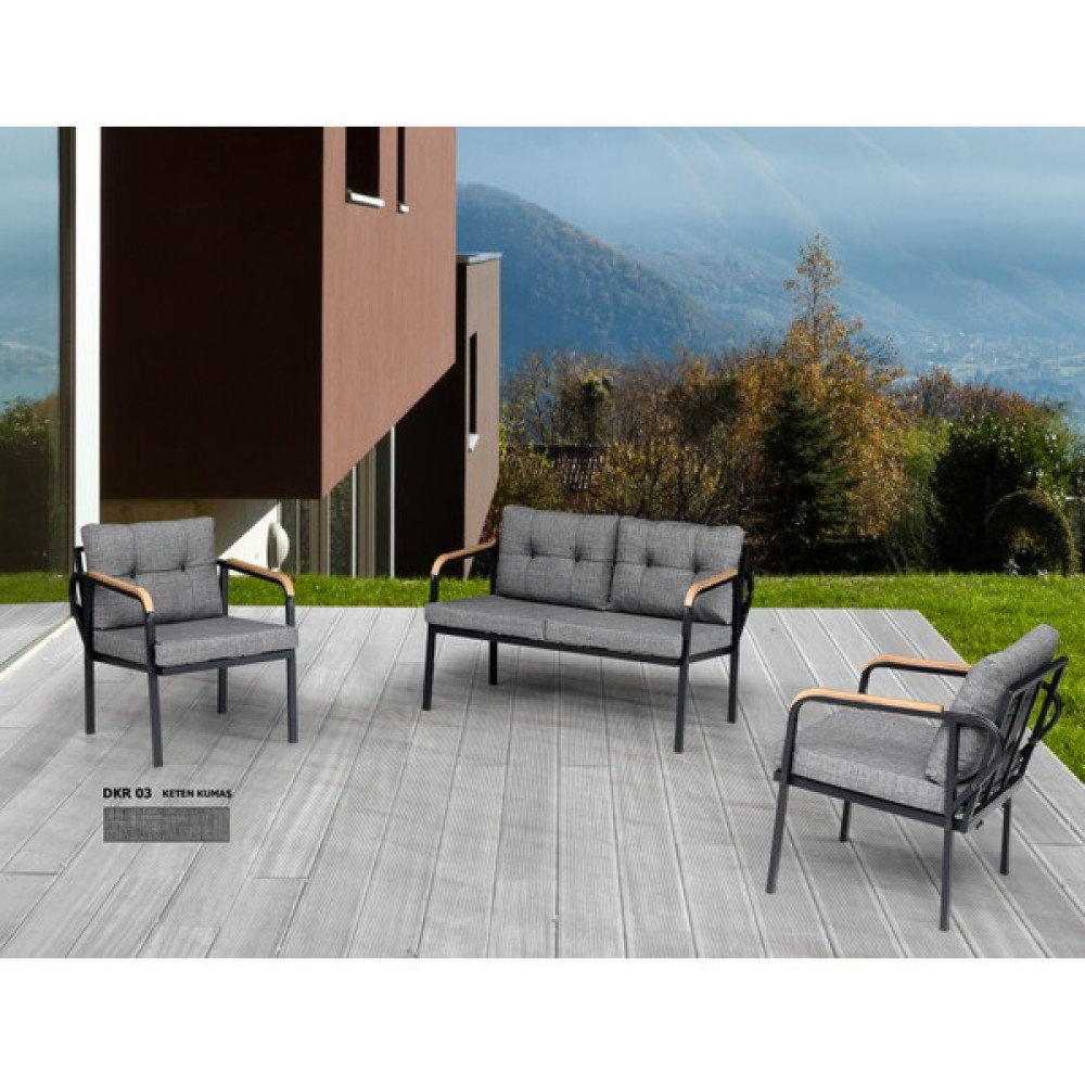 Dekorooss Dekoroom's 2+1+1 Zen Bahçe Takımı, Balkon, Bahçe, Cafe Mobilyası, Süngerli Metal Çay Seti - Koyu Gri Bahçe Mobilyası Takımı Fiyatı