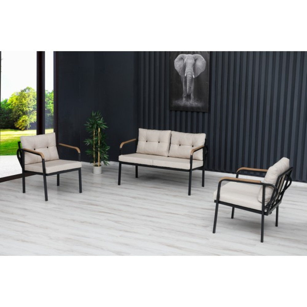Dekorooss Dekoroom's 2+1+1 Zen Bahçe Takımı, Balkon, Bahçe, Cafe Mobilyası, Süngerli Metal Çay Seti - Krem Bahçe Mobilyası Takımı Fiyatı