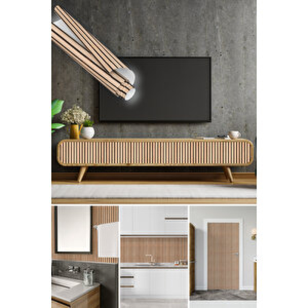 Dekoros Ahşap Panel Görünümlü Yapışkanlı Folyo, Dolap, Tezgah Arası, Mobilya Kaplama Folyosu 0143 90x1500 cm Duvar Kağıdı Fiyatı