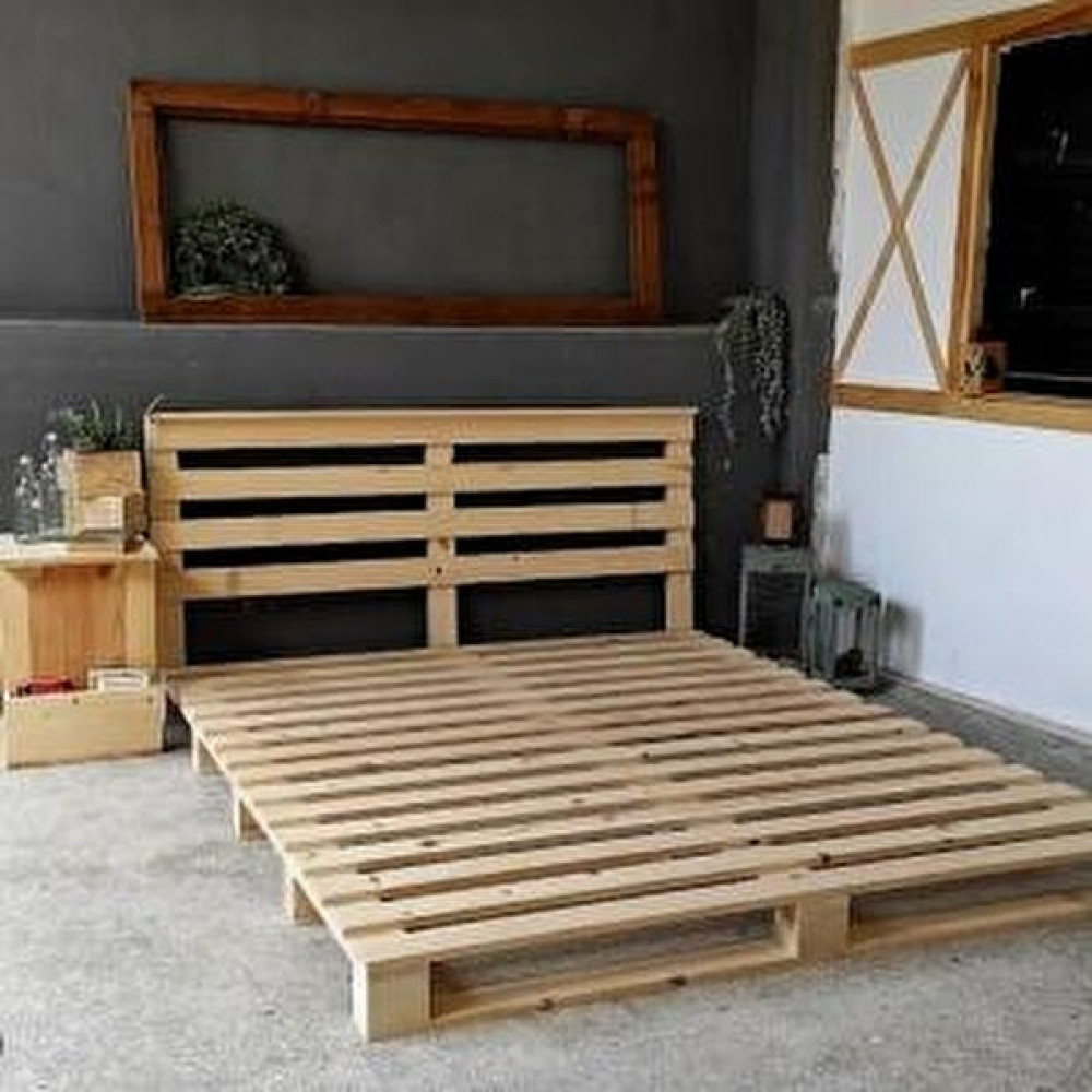 Dekorozi Palet Yatak 160 x 200 Çift Kişilik Ahşap Renk Karyola Fiyatı