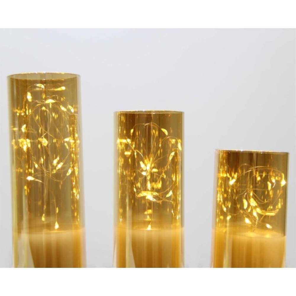 Dekorsende Pilli Cam LED Mum 3 Lü Set - Sarı - 3 Adet Dekoratif Mum Fiyatı